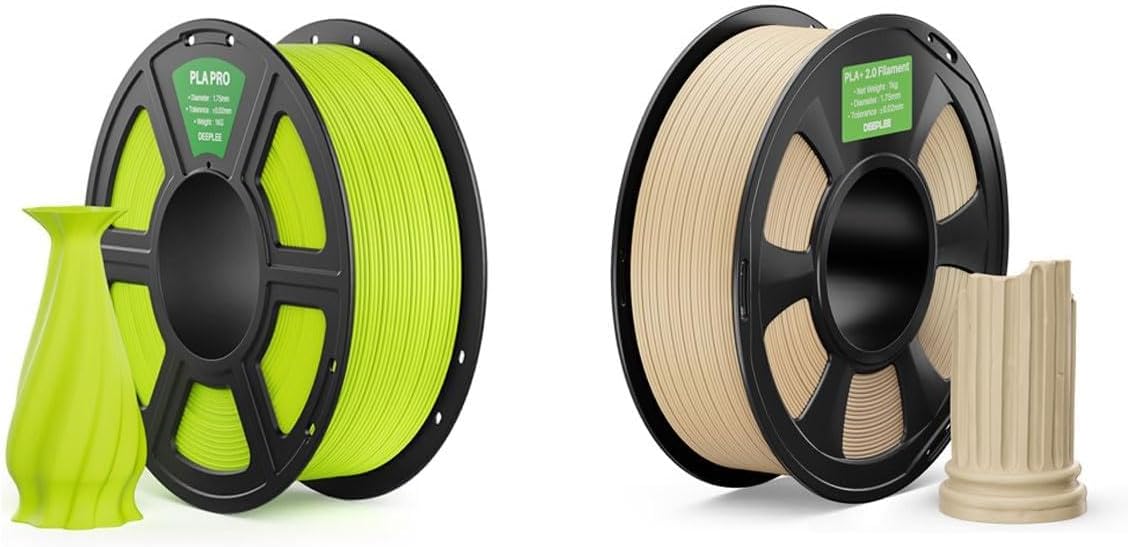 DEEPLEE PLA PRO Filament 1KG Green and DEEPLEE PLA+ 2.0 Filament 1KG Beige