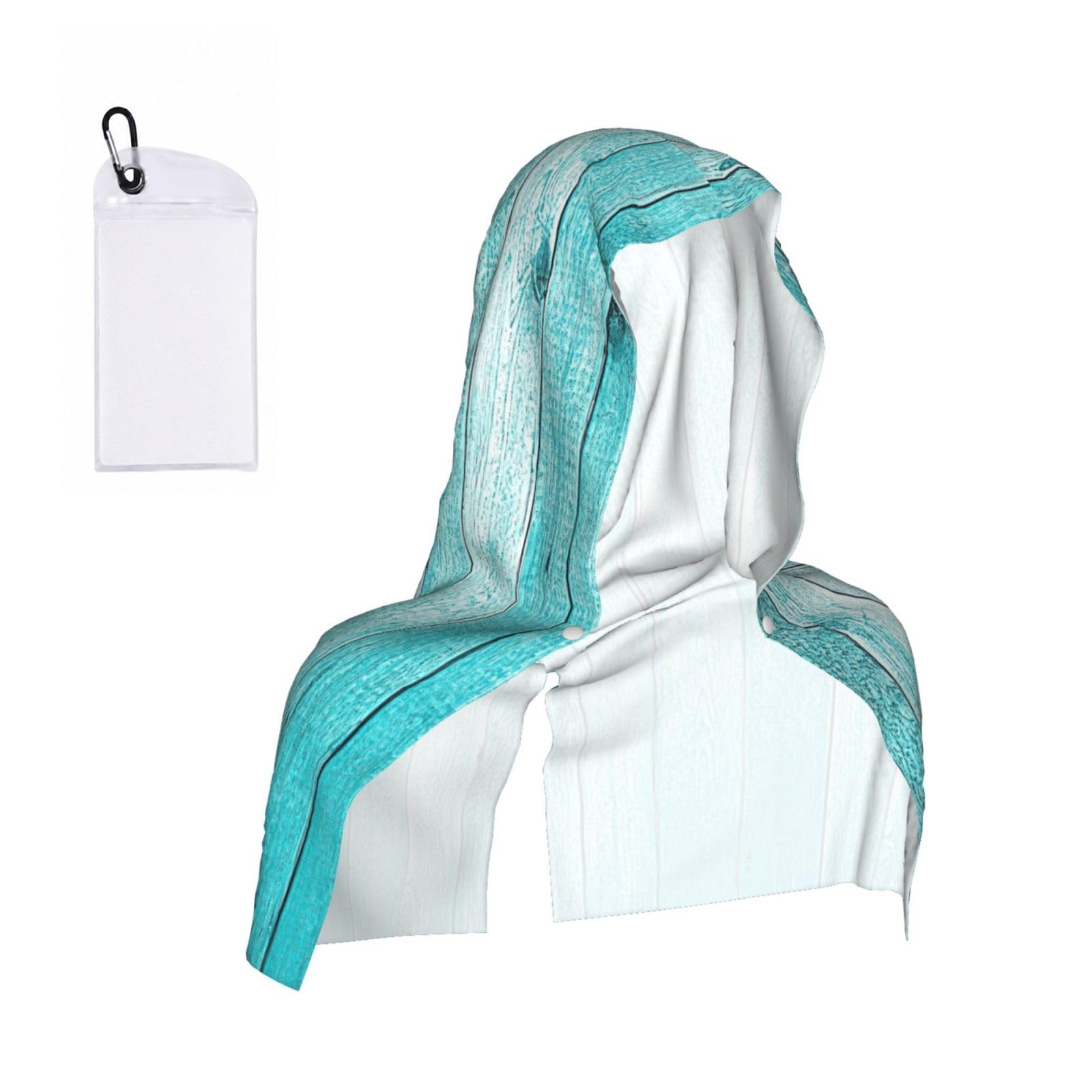 DUWAA Wooden Planks Texture Wallpaper Print Cooling Hooded Sports Towel, 30×60cm Quick Drying Summer Cool Head Wrap For Neck And Face