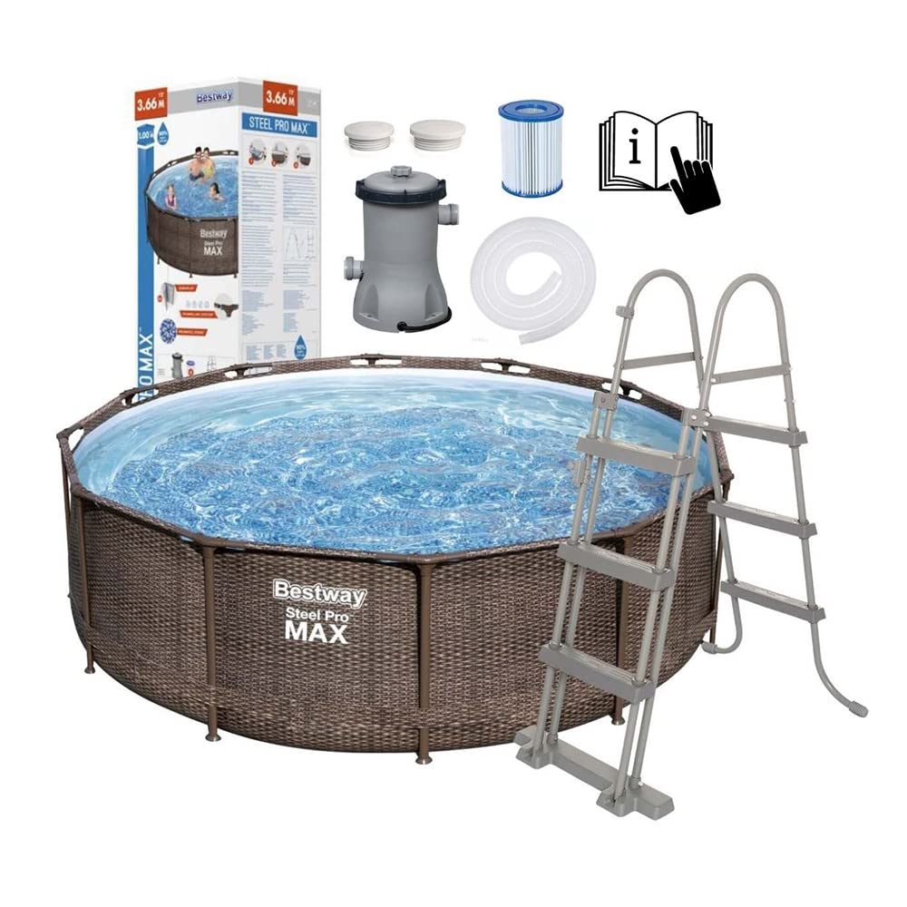 Bestway 26-56709 Steel Pro Max Pool Set with Filter Pump and Ladder, 366 x 100 cm size