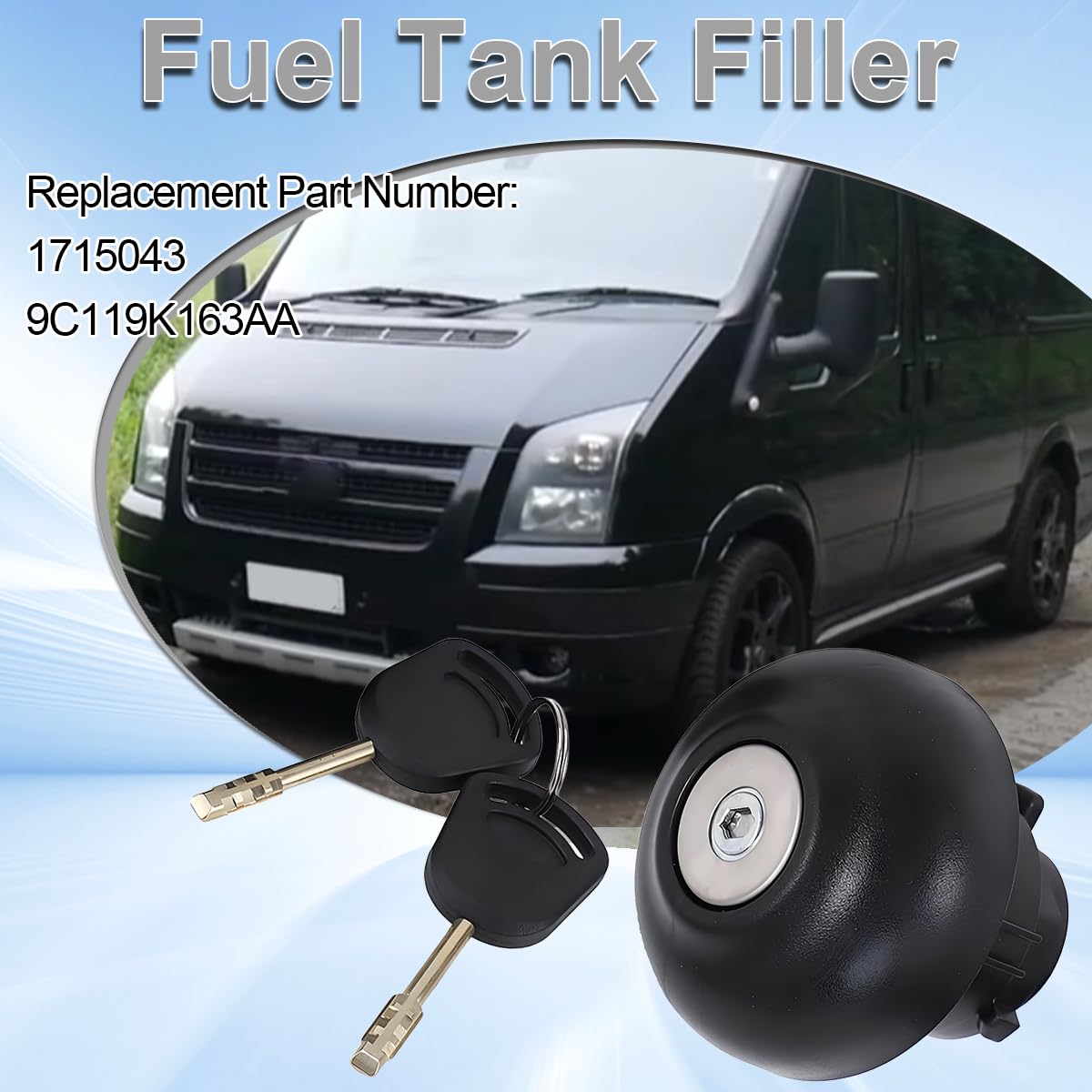 ZAMDOE 1715043 Tapa del Tanque de Combustible para Transit MK7 VII [2006-2018] Tapa del depósito de Gasolina con Cerradura 9C119K163AA Accesorios para automóviles con 2 Llaves