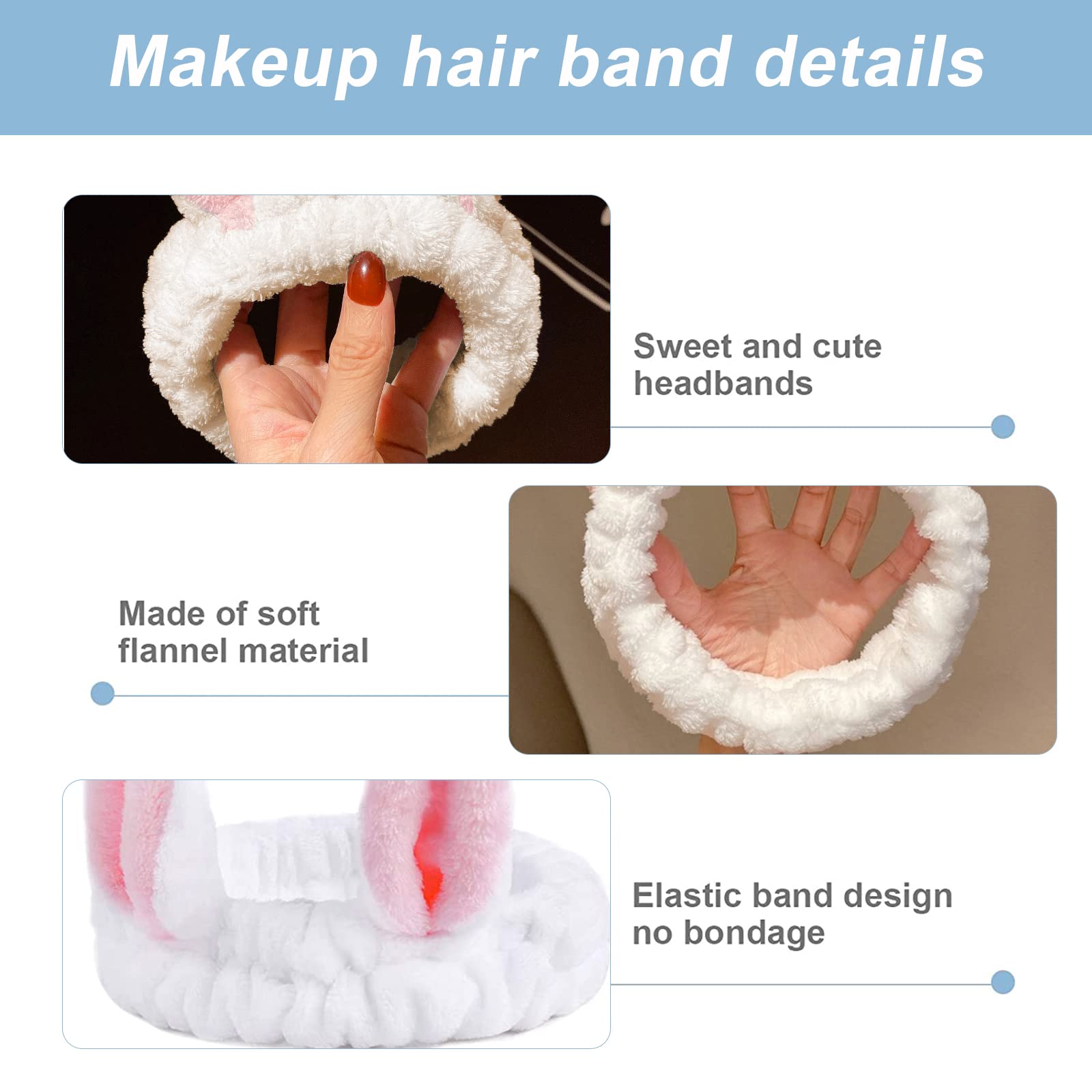 Teenitor Fascia Per Capelli Con Orecchie Di Gatto - 5 Pezzi Morbidi E Antiscivolo Per Doccia, Makeup E Cura Del Viso
