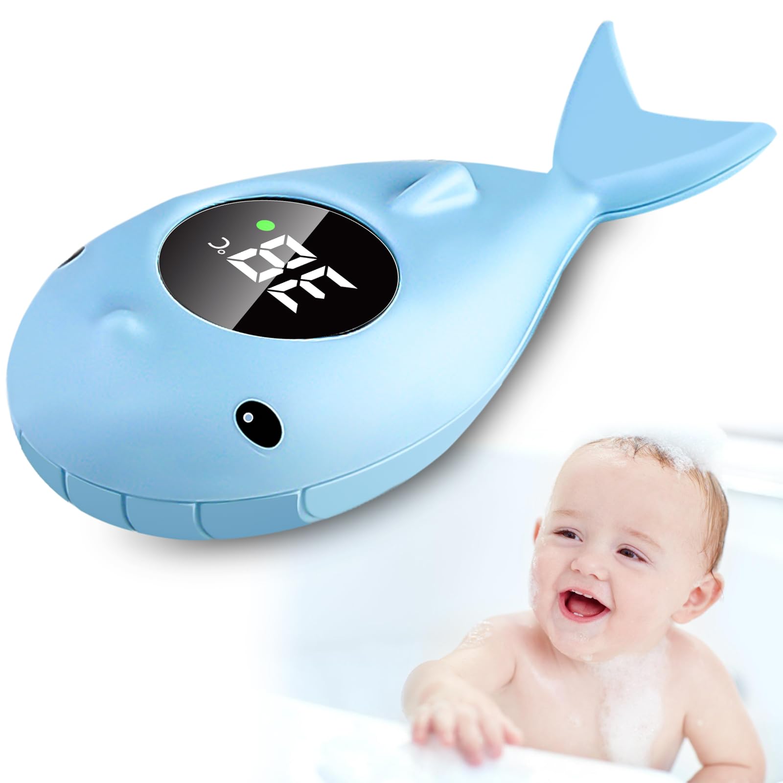 Termómetro digital de baño para bebé: termómetro digital para bañera con luz de advertencia LED, función de advertencia de temperatura para jugar en la bañera y baño seguro para niños y niñas