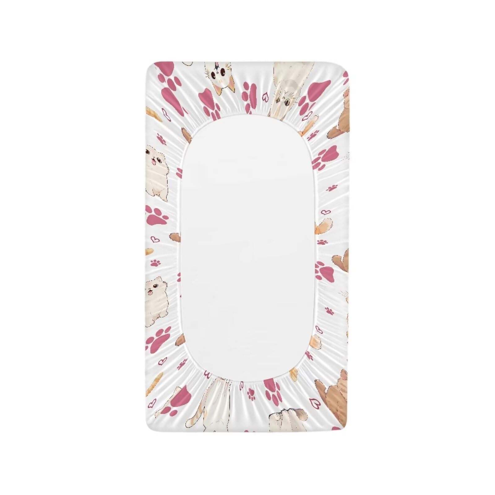 Eheartsgir Cartoon Cat & Paws Baby Changing Table Cover Cradle & Bassinet Stretchy Fabric Sheets for Boys and Girls Compatible with 32