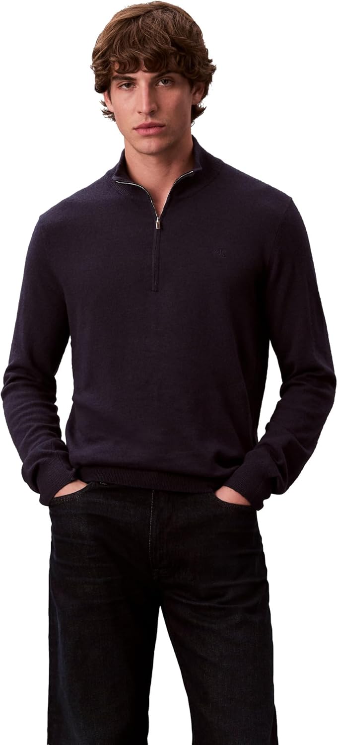 Calvin Klein Mens Wool Blend Quarter Zip Sweater