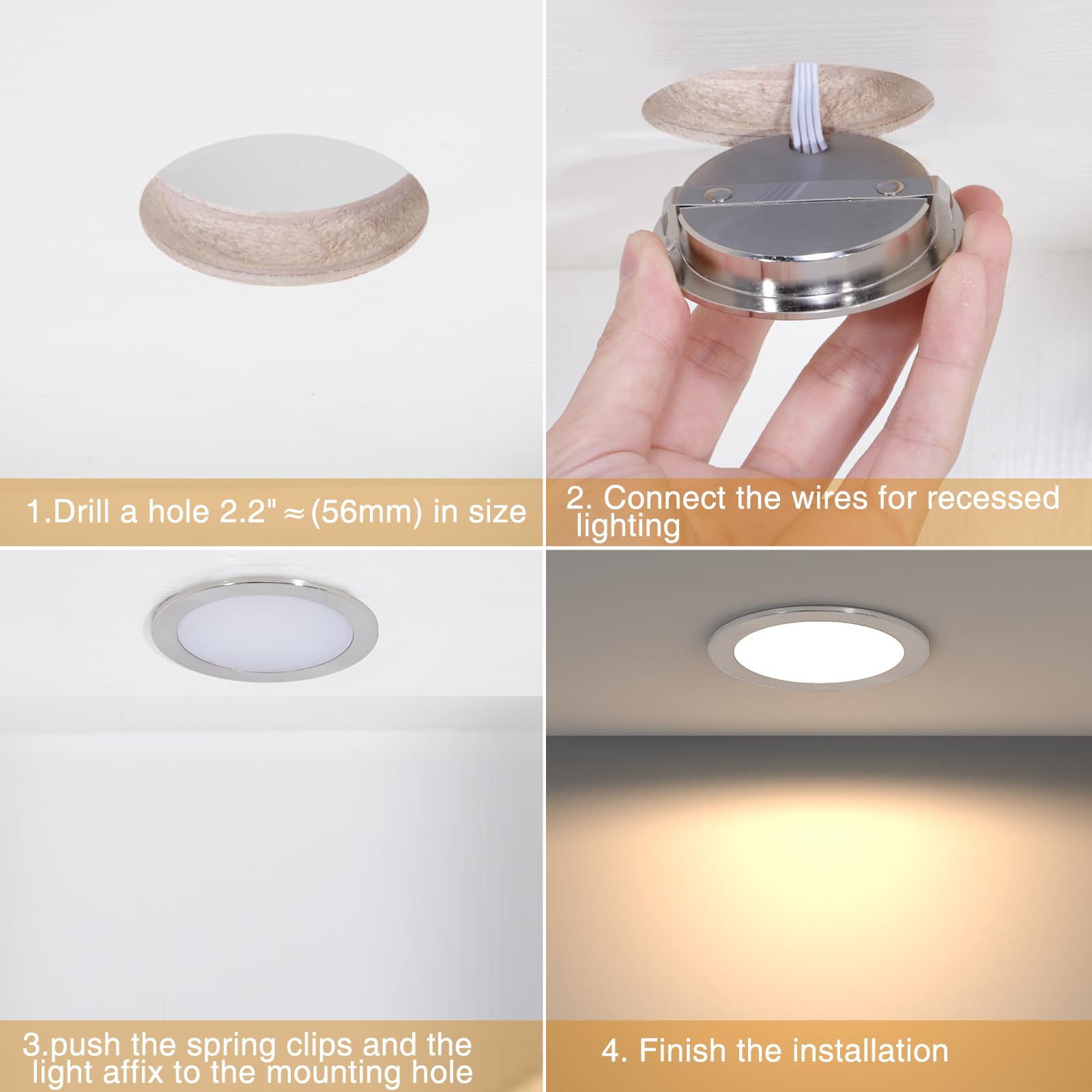 AIBOO Faretto da incasso RGB da cucina, a LED, cambia colore, 8 pezzi, con telecomando, faretto da incasso dimmerabile, con app, ultra piatto, illuminazione a LED per cucina, soggiorno