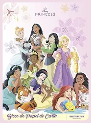 Bloco de Papel de Carta Princesas Disney – 48 Folhas Decoradas – Gramatura 70 g/m² – Animativa