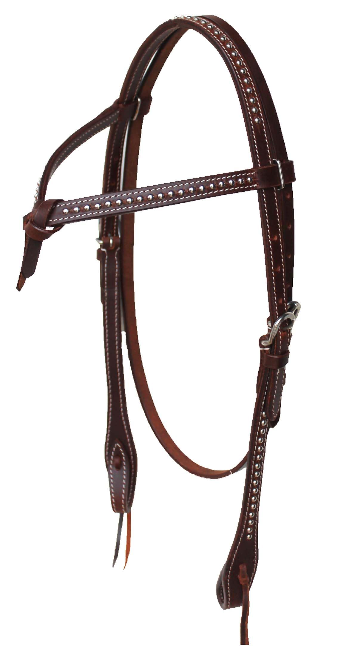 CHALLENGER Horse Western Full-Grain Leather Studded Knotted Futurity Knot Bridle with Split Reins 78J02BR