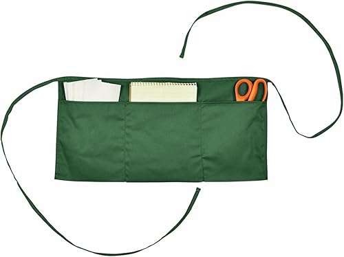 Mandiles de cintura de poliéster y algodón con 3 bolsillos, en paquetes de 1, 3, 6, 12, 50, y 100 unidades, y en colores negro, verde, azul, blanco,