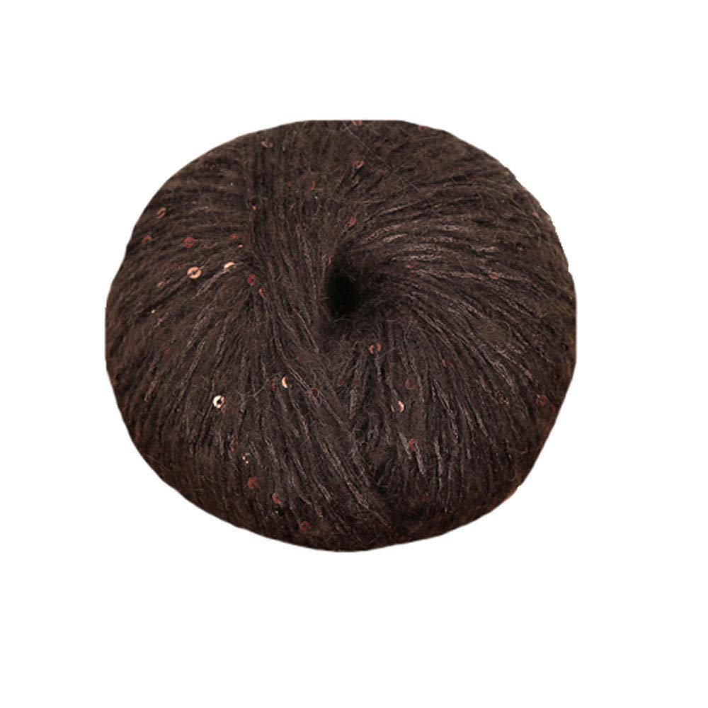 Mohair Yarn - 100g Coffee Brown Wool with Sequins for Knitting & Crochet - DIY Winter Hats, Sweaters & Shawls