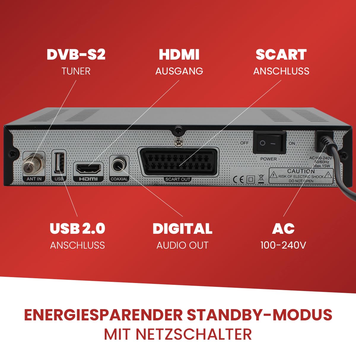 Zehnder HX 2300 VFD Sat Receiver HD fähig Full HD Digital Sat-Receiver für Satellitenschüssel