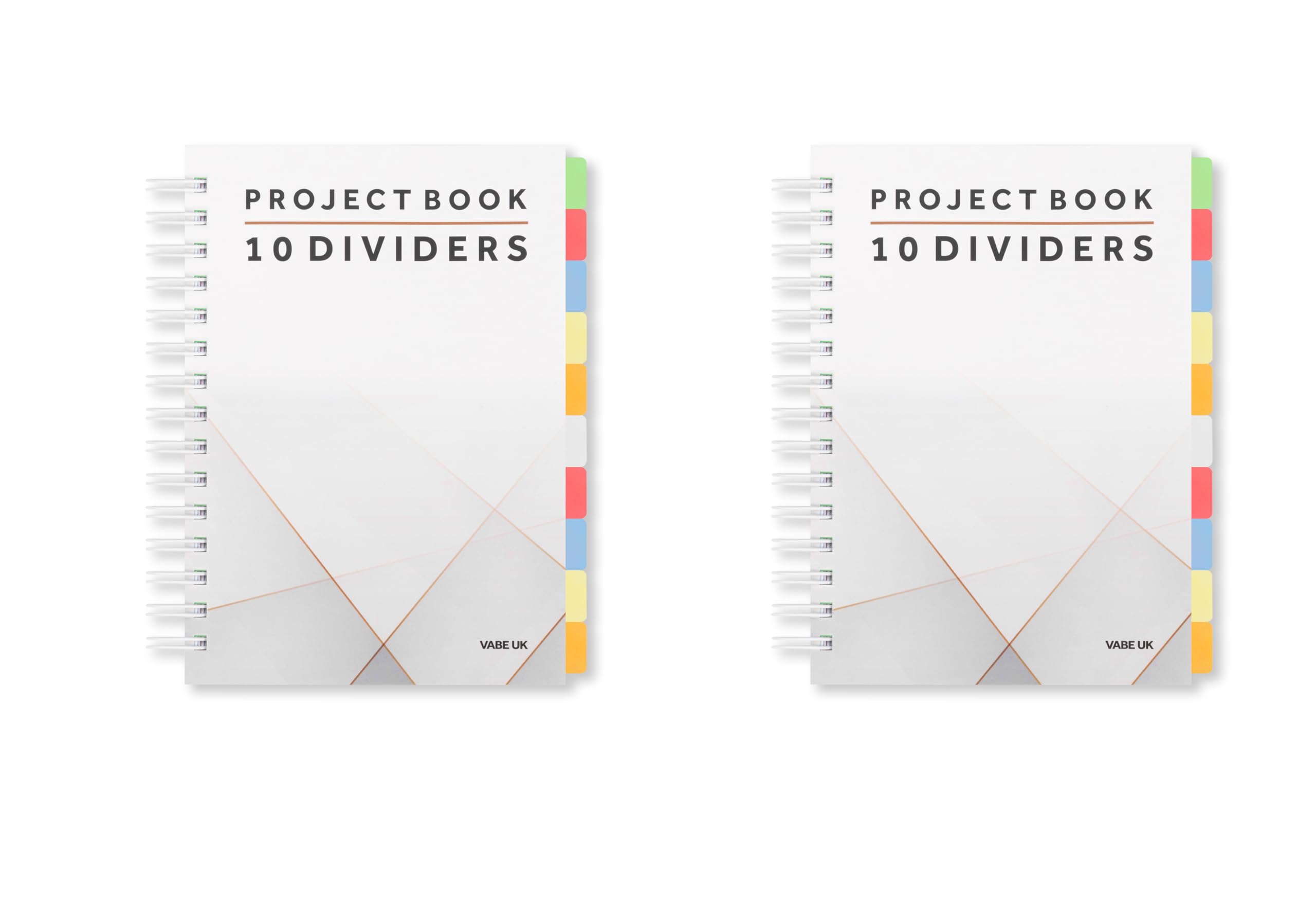 VABE UK A5 Translucent Project Notebook with 10 Dividers - 300 Pages journals (150 sheets) - 100gsm lined notebook Paper - Thick Matte Laminated Cover - a5 note pad - a5 Project Book (2, White)