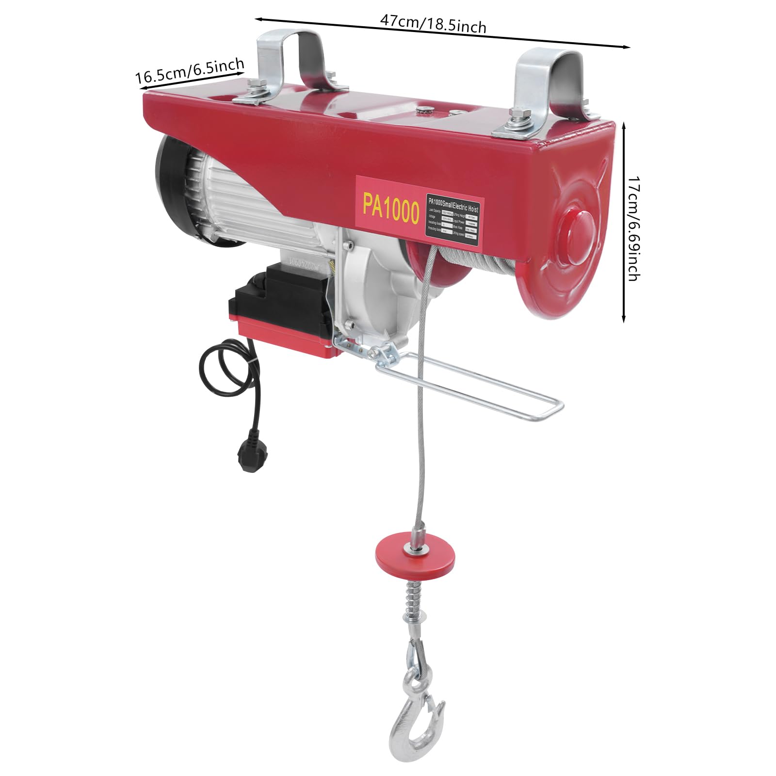 2 unidades Cabrestantes Eléctricos 800W 220V 50Hz Polipasto Eléctrico con Control Inalámbrico IP40 Polipasto Eléctrico con Eslingas, 500kg-1000kg Capacidad de Carga