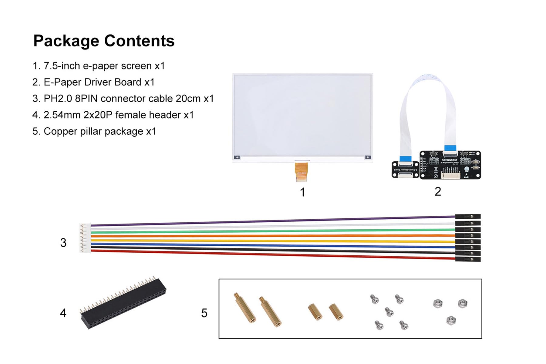 7.5 Inch E-Paper Display 3 Color (Black White Red), 800x480 SPI E-Ink Screen Module, Partial/Fast/Full Refresh, 3.3V/5V Level Shifter, Compatible with Raspberry Pi, ESP32, STM32, for Arduino