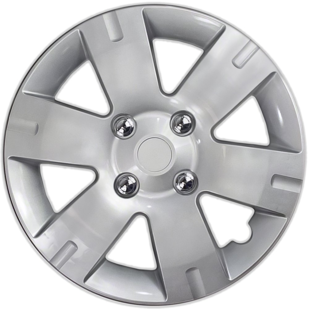 OxGord 15 inch Silver Snap-On Hubcaps with 6 Spoke Compatible with 2006-2011 Ford Focus Standard Steel Wheel Covers