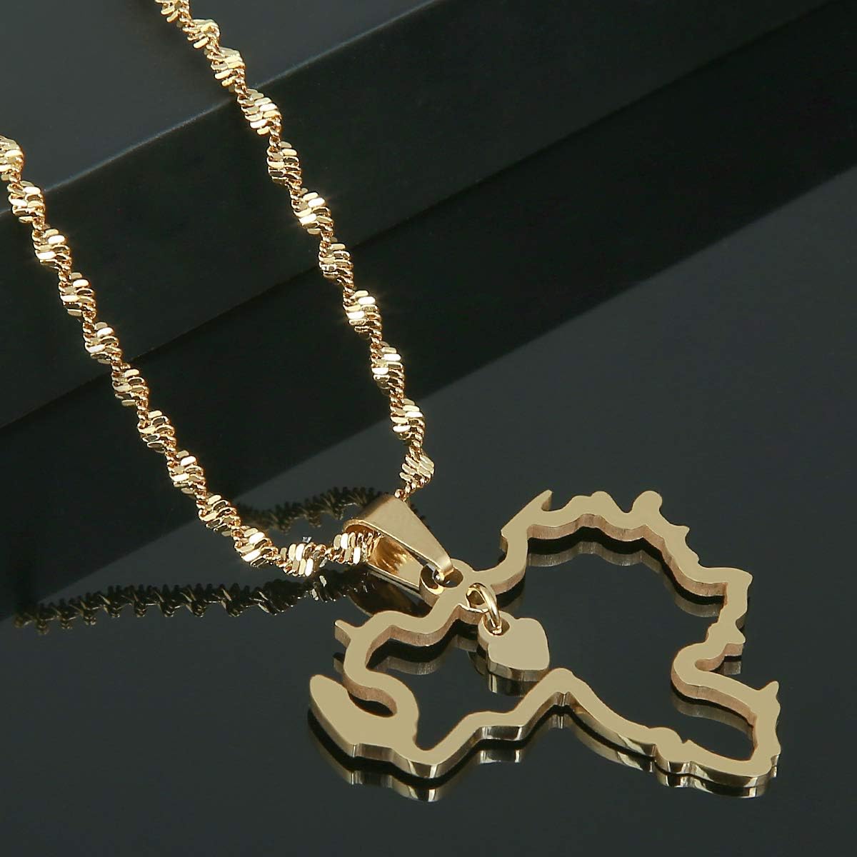 Stainless Steel Venezuela Map Pendant Necklace Venezuelan Jewelry (Gold) - Image 3