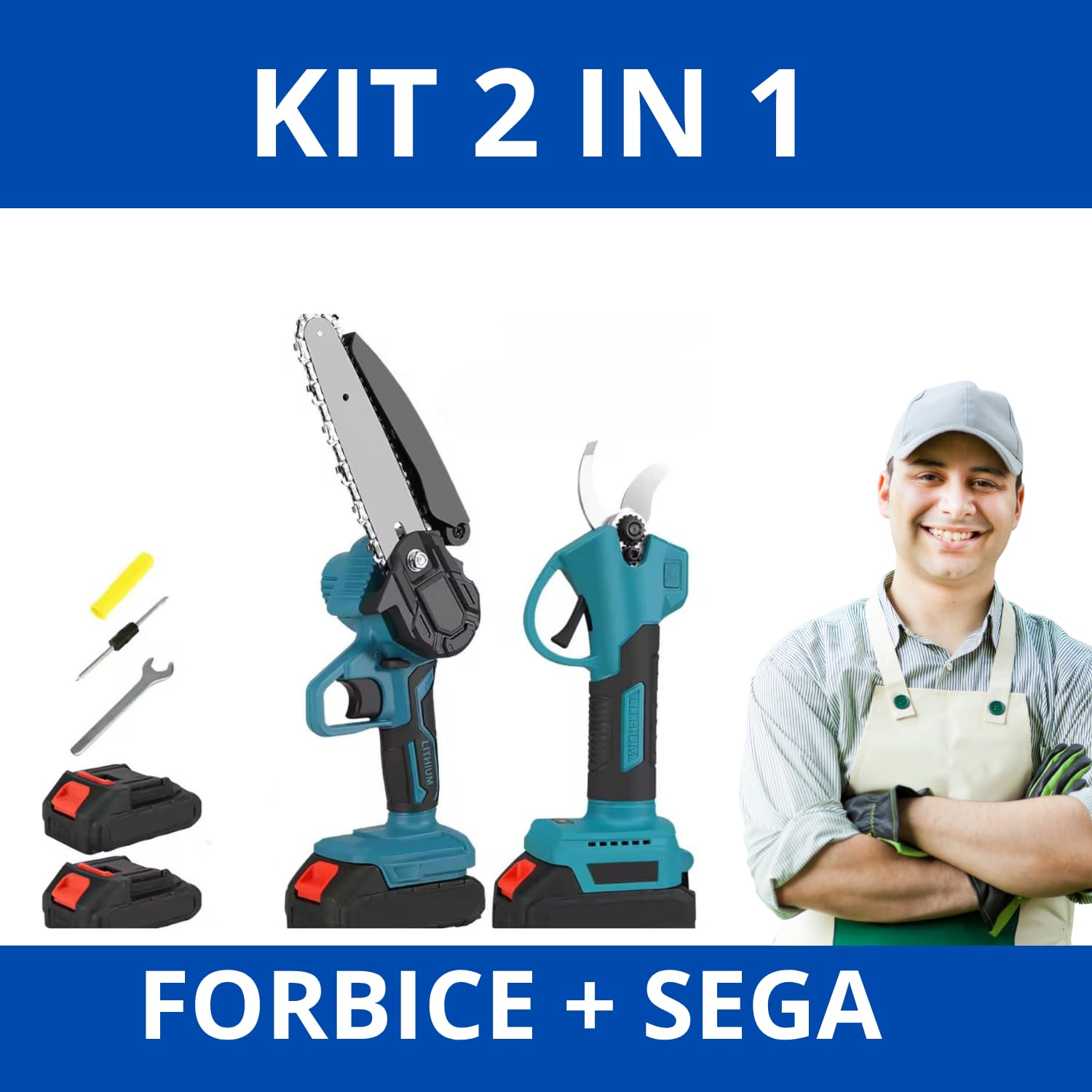 Tijiera de Podadora Eletrica y Motosierra Electrica con 2 Baterías 48V 2000Mah, Sierra para Madera Profesional y Portátil