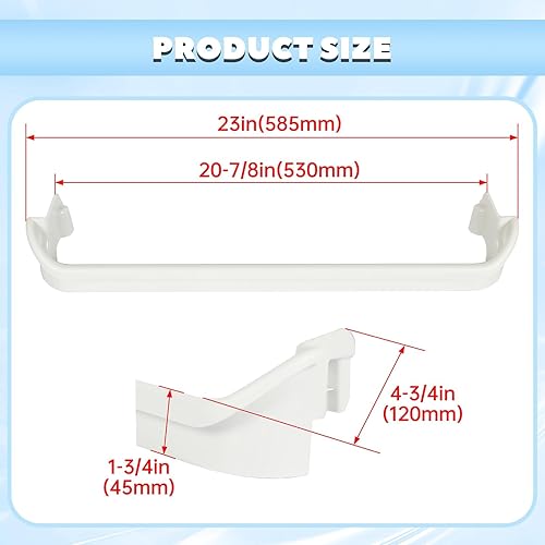 Miniatura 5 de HECASA 240535101 PS735091 240535101 Barra de estante para puerta de refrigerador, compatible con Frigidaire Kenmore Refrigerador ABS Plástico Blanco