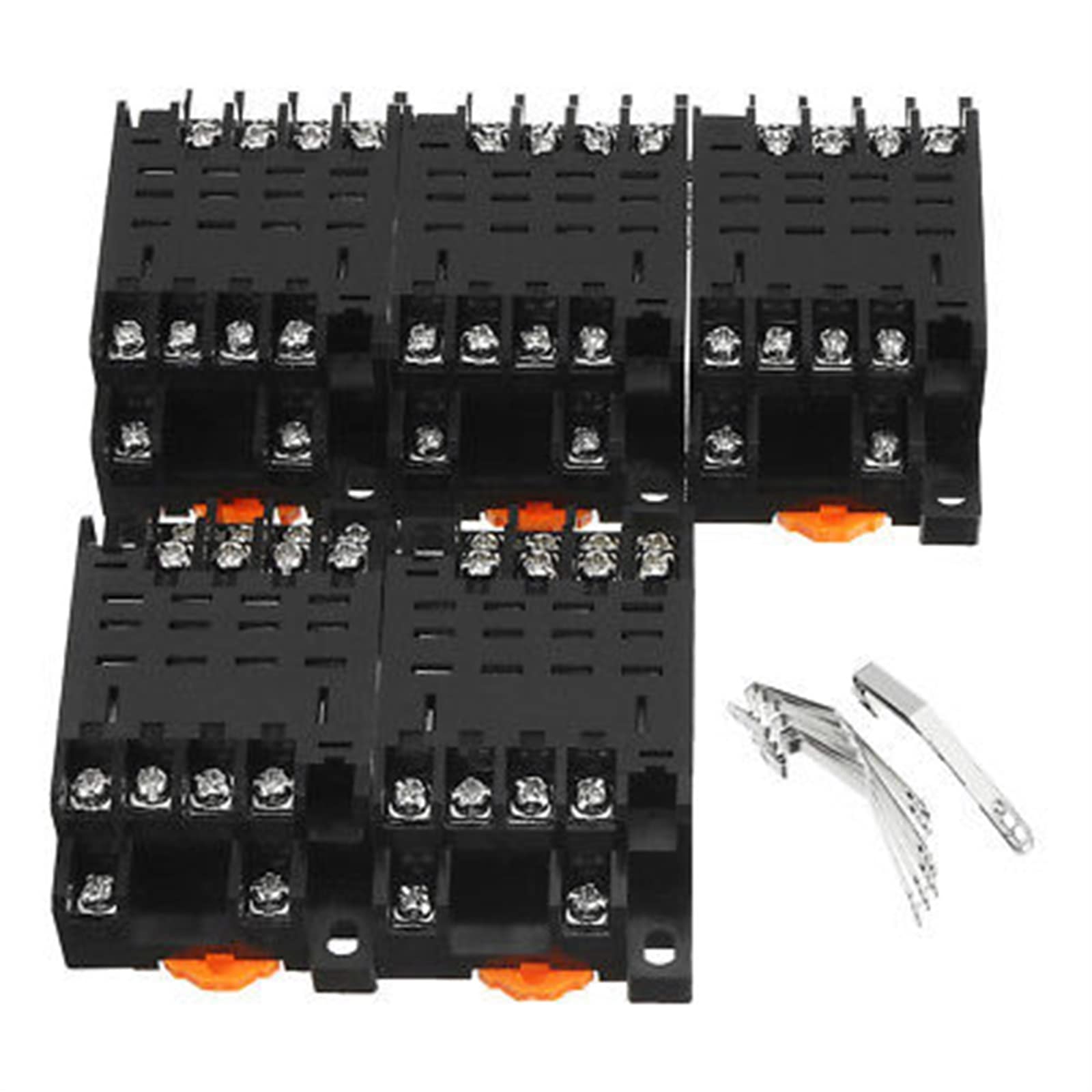 GJZIFGFWQ 5Pcs 14 Pin 28mm DIN Rail Panel Mounted Electromagnetic Power Relay Socket Base