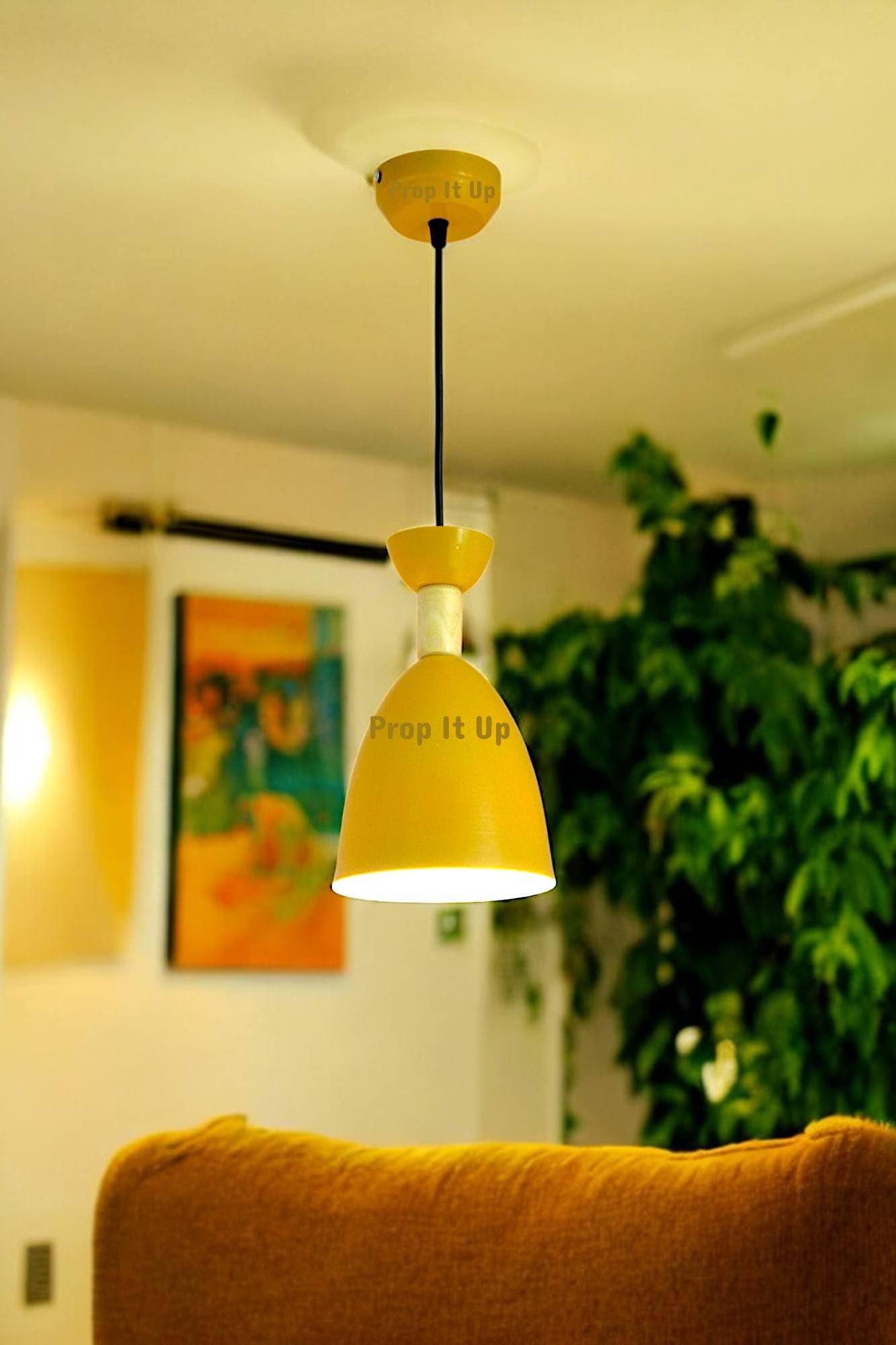 Prop It Up Modern Pendant Light, Bell-Shaped Yellow Shade, Adjustable Height, Ceiling Mount, Without Bulb-image-39