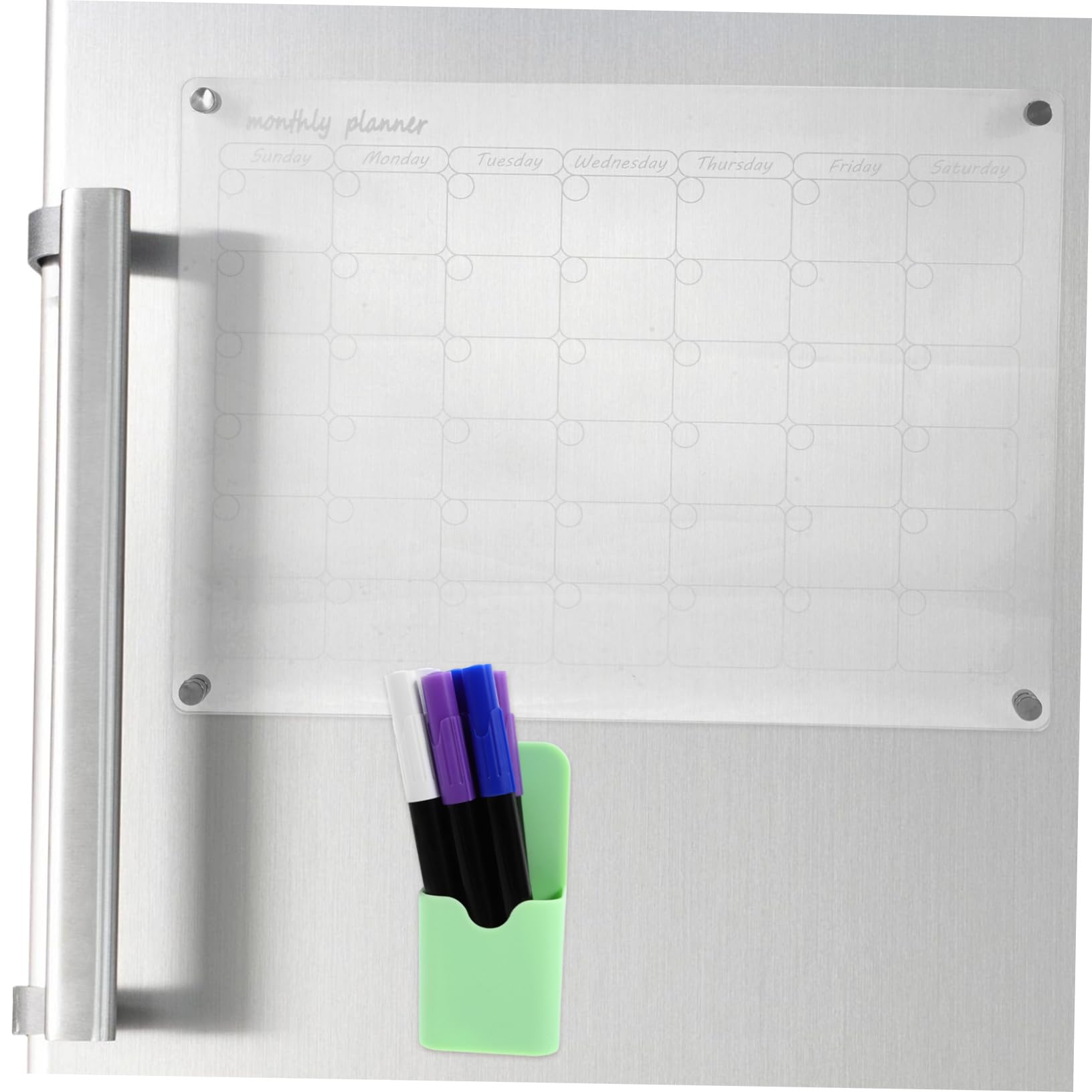 Angoily Calendario de Borrado Seco Mensual y Semanal para Nevera Pizarra Planificadora de Comidas Transparente Planificador Semanal Magnético para Cocina Menú de Cena para Refrigerador