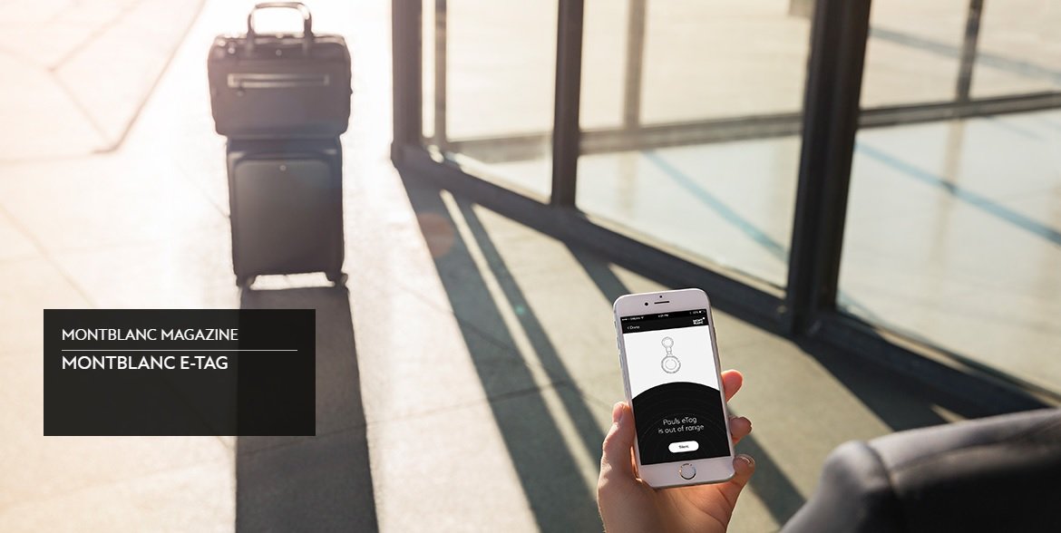 Montblanc Mont Blanc Niebieska miękka skóra licowa MEISTERSTUCK Bezpieczeństwo Bluetooth smartfon Android iPhone ETAG E-TAG brelok podróżny, NIEBIESKI, Nowoczesny
