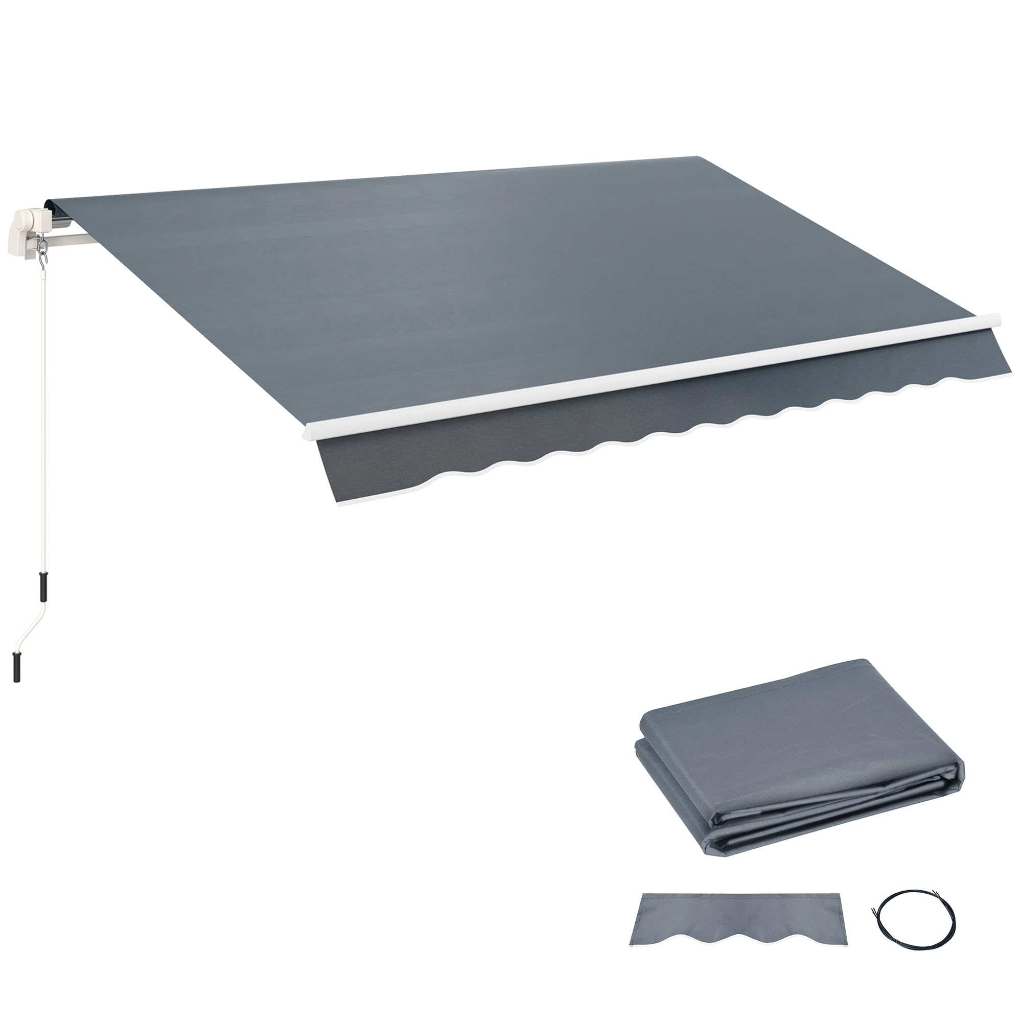 Outsunny Awning Fabric with Valance, Waterproof Replacement for 4 x 3 m, Awning Fabric, Sun Protection for Garden, Balcony, Patio, Grey