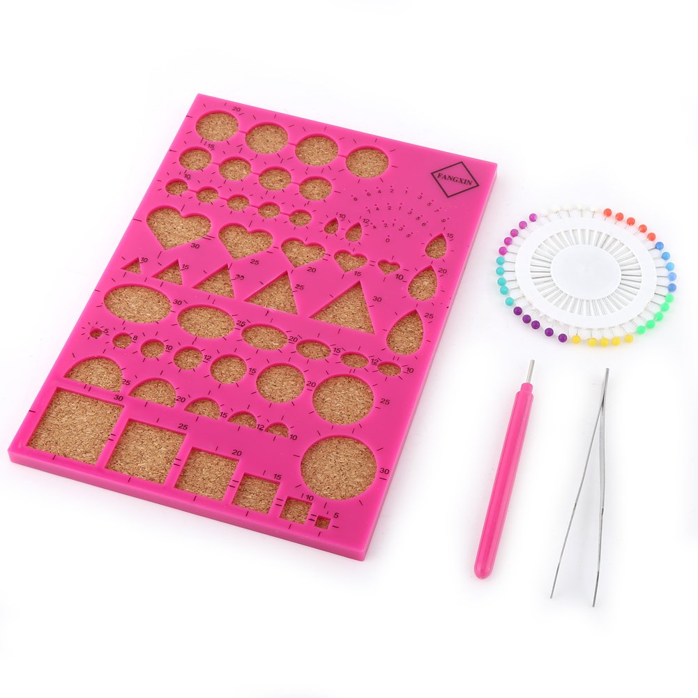 Dewin Red Paper Quilling Board, Quilling Template Board Diy Paper Craft Template Board Tweezer With Pins And Slotted Pen Quilling Tools Kit 4 Colors(Rose )