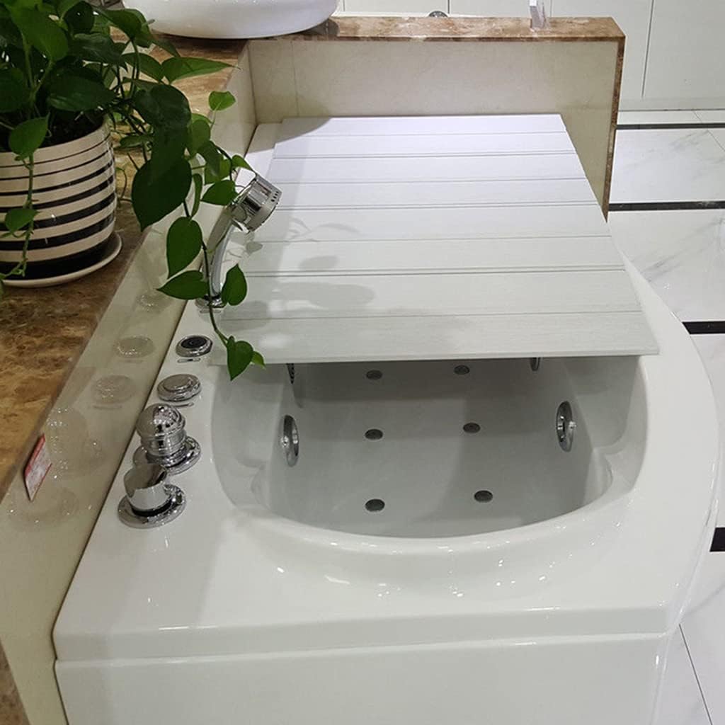 JATIBOSH White Bathtub Tray Bath Lid Folding PVC Thicker Convenient Storage Can Put Mobile Phone Tablet Computer (Color : W133cm, Size : W80cm)