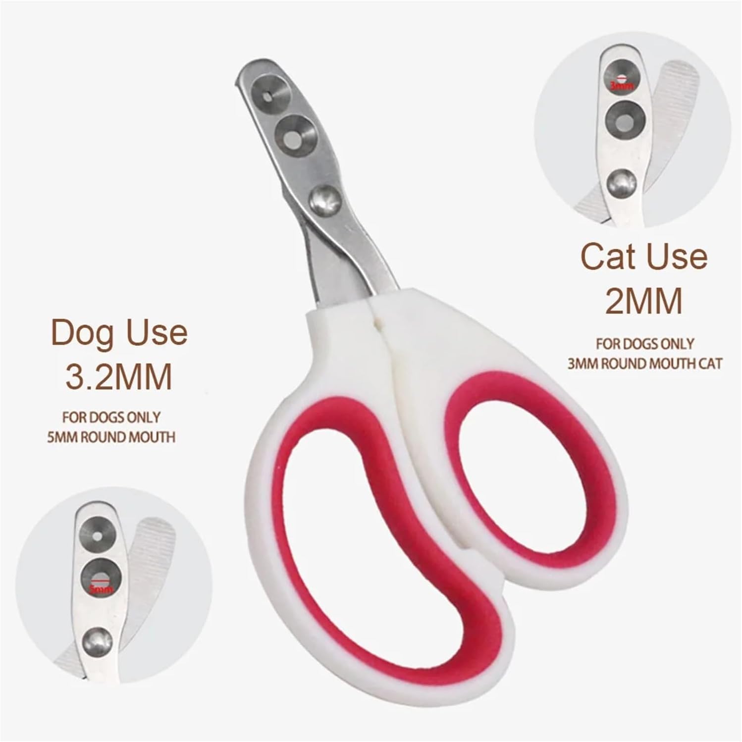Stainless Steel Nail Clippers for Cat Dog Professional Pet Nail Cutters Scissors Kitten Puppy Claw Trimmer Pet Grooming Supplies(Red Single Hole)
