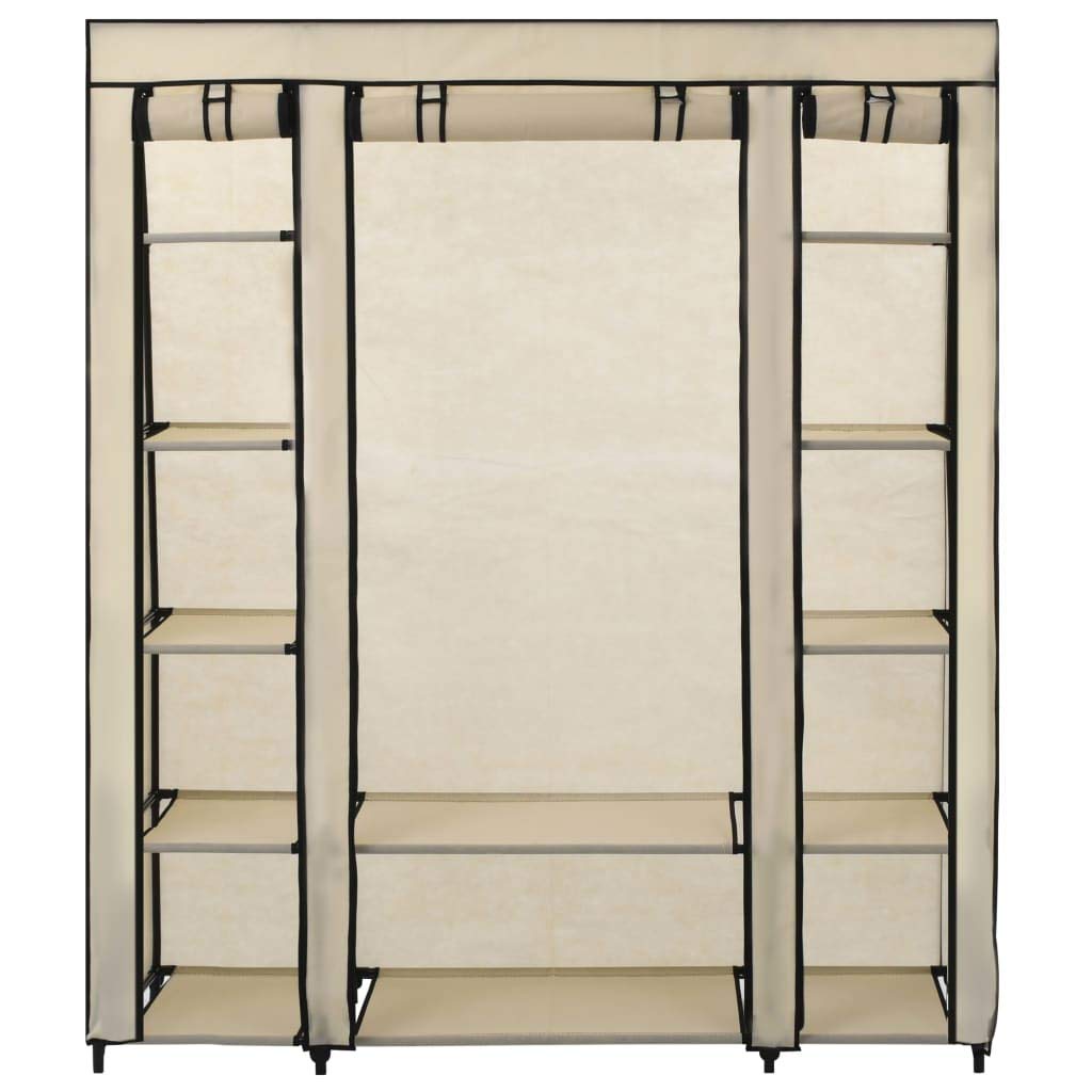 LAPOOH Armadio con scomparti e aste, armadio in tessuto, armadi camera da letto, organizzatori di armadi, armadi rotti, tessuto crema 150x45x176 cm