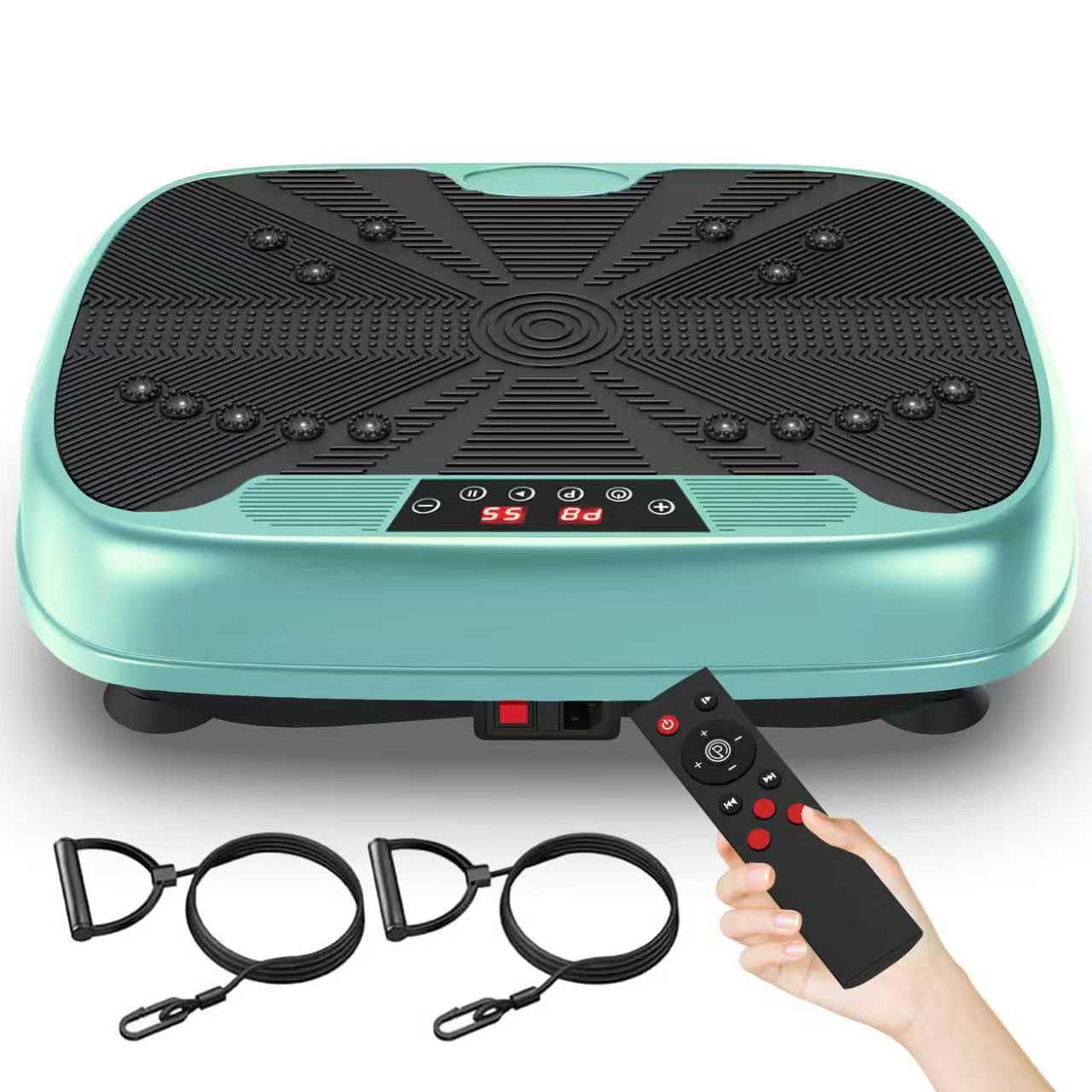 Płyta wibracyjna do domu z 99 stopniami prędkości i taśmami oporowymi, urządzenie do treningu całego ciała, w zestawie Bluetooth i taśma fitness