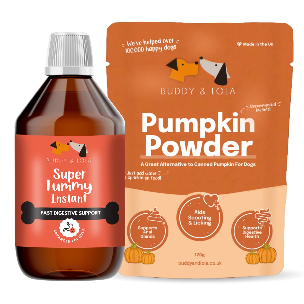 Buddy & Lola Perfect Poop Bundle 100% Natural Pumpkin Powder for Dogs Tummy Settler for Dogs Canned Pumpkin Alternative