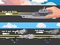 Vista 4 de Portaaviones Barco Naval Militar con Avión de Combate del Ejército de Retroceso Juguete Modelo a Pequeña Escala Avión Submarino Conjunto