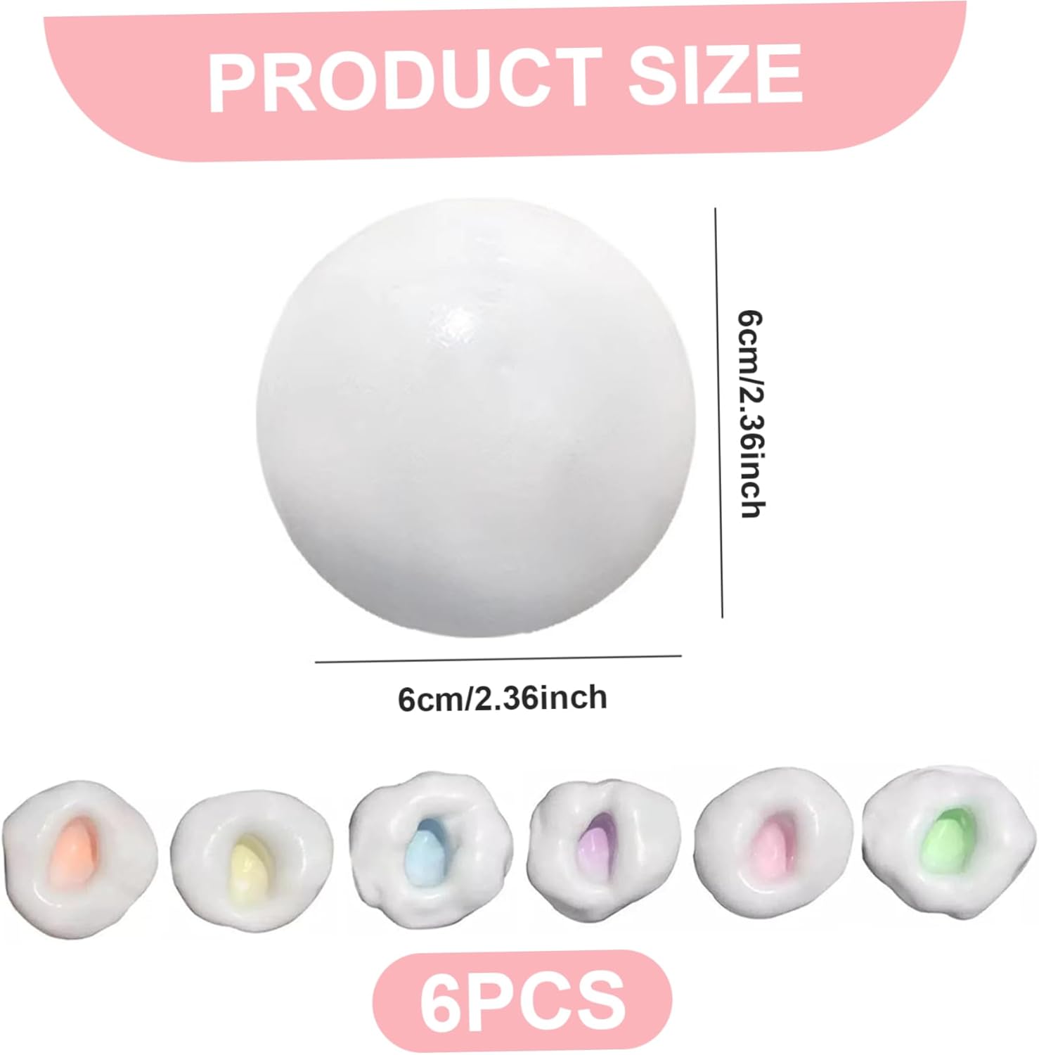 6Pcs Stress Balls, Colorful Sand Glutinous Squeeze Balls for All Ages, Portable Shapeable Anxiety Relief Toys for Office, School, or Travel