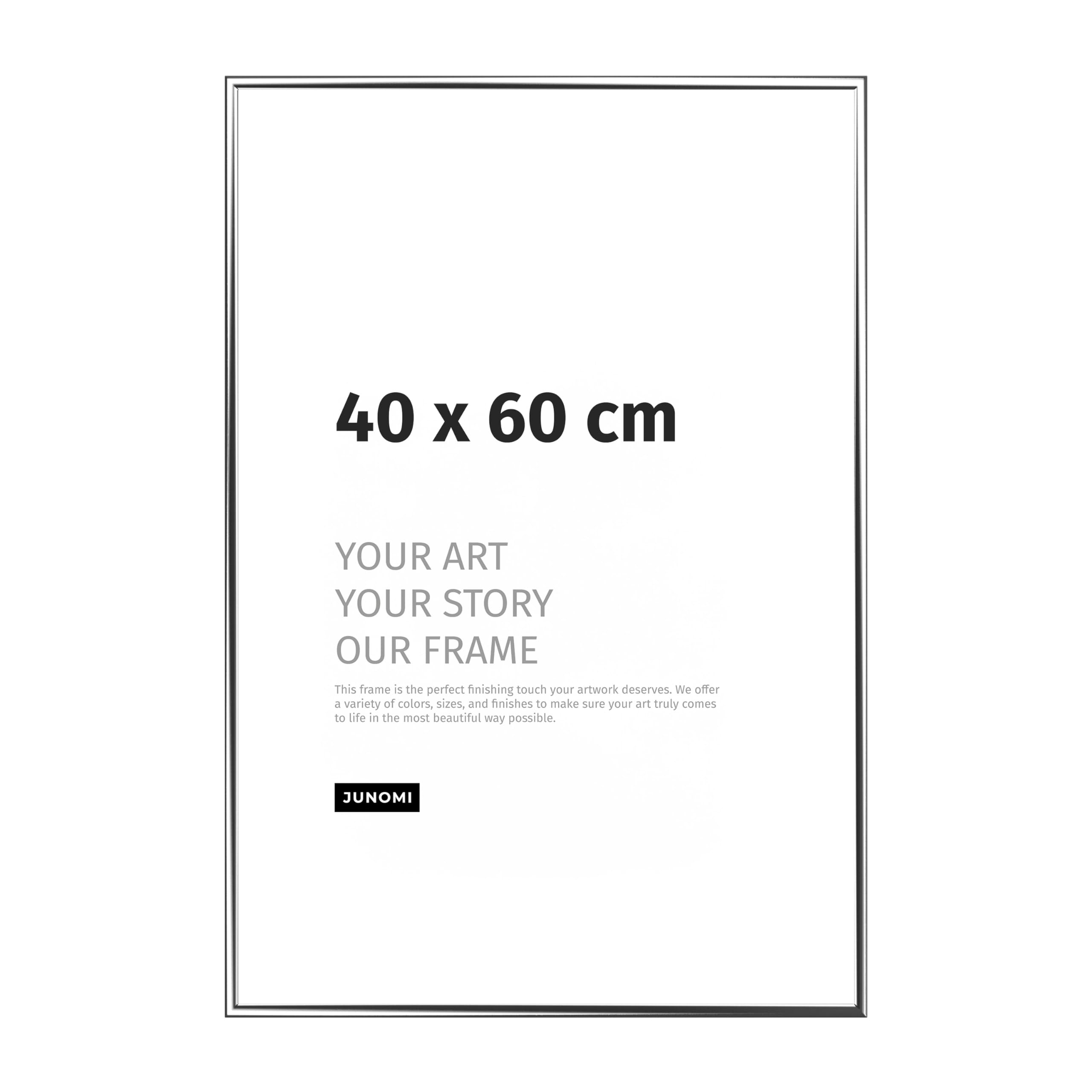 JUNOMI® Picture Frame 40 × 60 cm, Silver Glossy Aluminium, Slim Profile, Shatterproof Acrylic Glass - Image 2