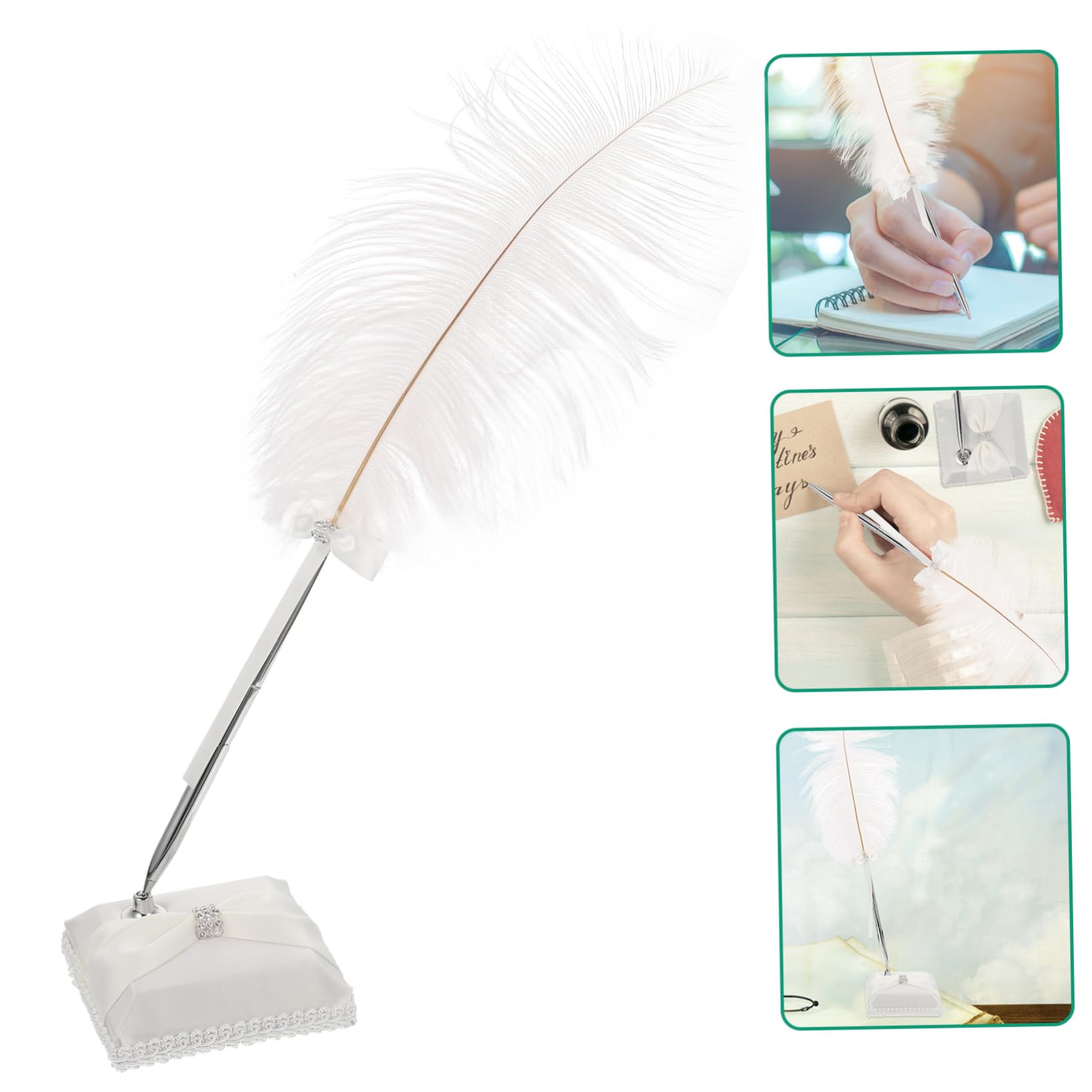 Artibetter Stift Weißer Halter Hochzeit Gästebuch Brautdusche Bräutigam Signieren Braut Straußentinte Graviert Hochzeitsschild Stift Hochzeit Gästebuch Hochzeitsstifte Für