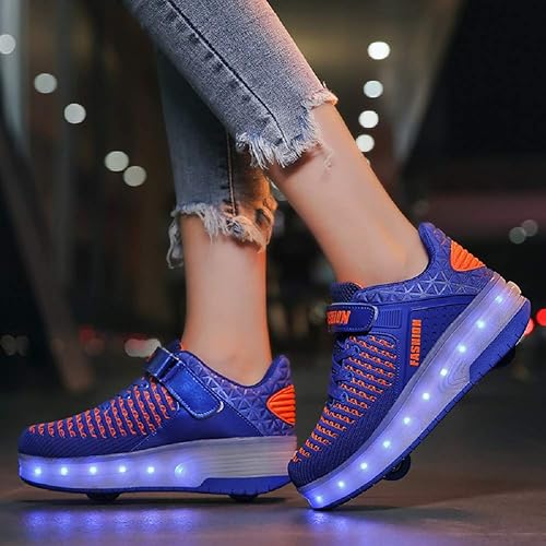 Miniatura 7 de Ylllu - Tenis de patinaje con ruedas LED USB para niños, zapatos con ruedas y luces para niños y niñas