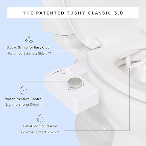 Miniatura 26 de TUSHY Classic 3.0 - Accesorio de bidé para inodoro, pulverizador de agua con autolimpieza no eléctrico, presión de agua ajustable, control de ángulo