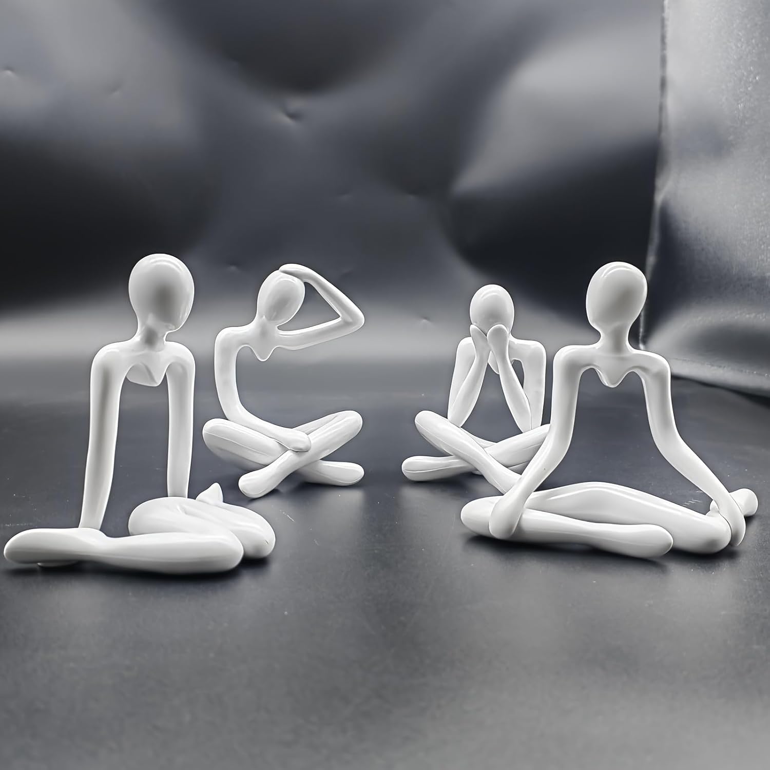 Street27® 4pcs Decorative Abstract Thinker Men Statue showpiece set | Home Decor Items|Premium PVC Modern Art showpiece for Home Decor Living Room Bedroom Bookshelf Desktop Table Office Gift (White)