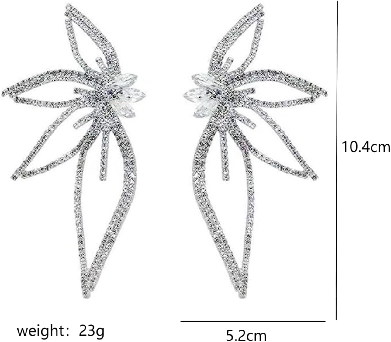 Large Crystal Butterfly Stud Earrings for Women, Shiny Rhinestone Animal Wing Earrings Boho Y2K Big Metal Butterfly Earrings Prom statement Jewelry - Image 6