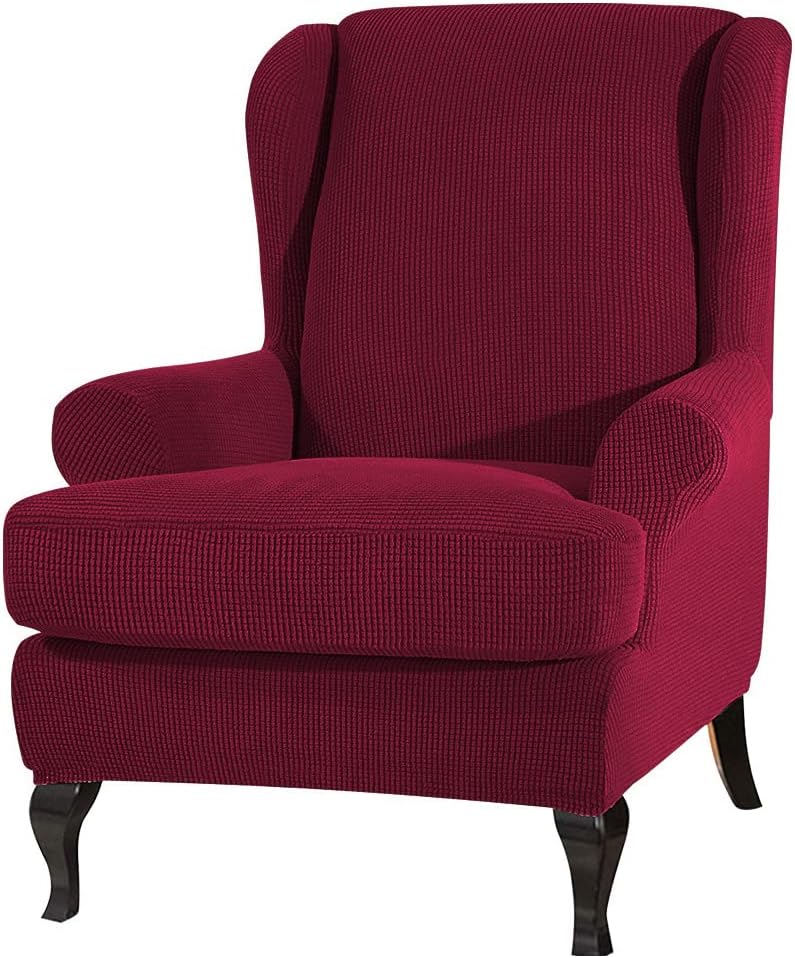Wing Chair Slipcovers, 2 Piece Stretch Wingback Chair Cover Waterproof Jacquard