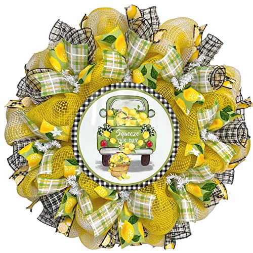 Squeeze The Day Lemons Spring Summer Mesh Wreath
