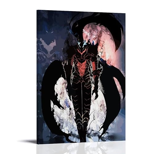 CAOBEIF Solo Leveling Igris Manga Fanart Posters Canvas Posters Decorative Room Aesthetic Bedroom Decor Wall Art Office Home Decor Festival Best Gift For Family Friends 12x18inch(30x45cm) Frame-style - 12x18inch(30x45cm) - Frame-style