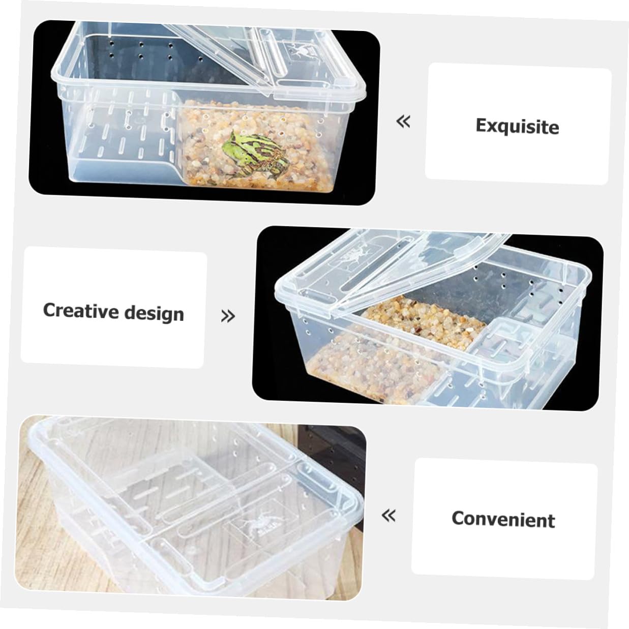 Homoyoyo Acquario per Rettili e Vasca per Tartarughe con Piattaforma Antiscivolo in Plastica Trasparente Grande, Habitat Multifunzionale per Anfibi, per Allevamento, Trasporto e Ambienti