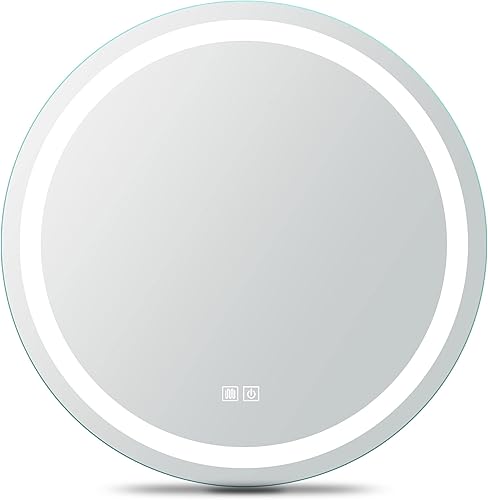 Miniatura 1 de LIMORELI Espejo LED para baño, espejo redondo sin marco, para montar en la pared, antivaho y a prueba de explosiones, espejo de maquillaje LED