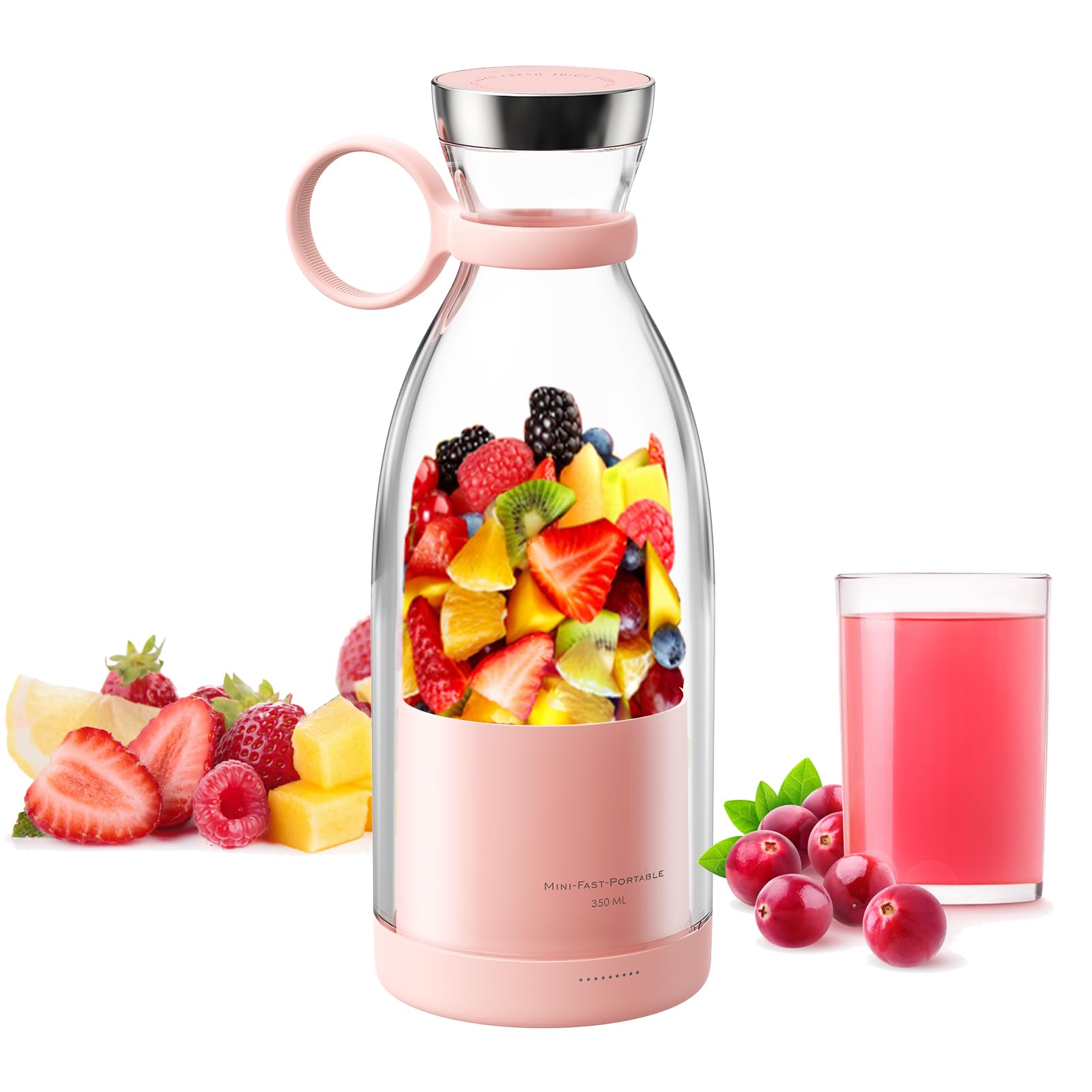 Photo 1 of ***MISSING PARTS***Asa Vea Portable Blender, Mini Blender for Smoothies and Shakes with 4 Blades, 11 Oz Personal Size Blender with Travel Lid and USB Rechargeable for Kitchen, Office, Gym (Pink)