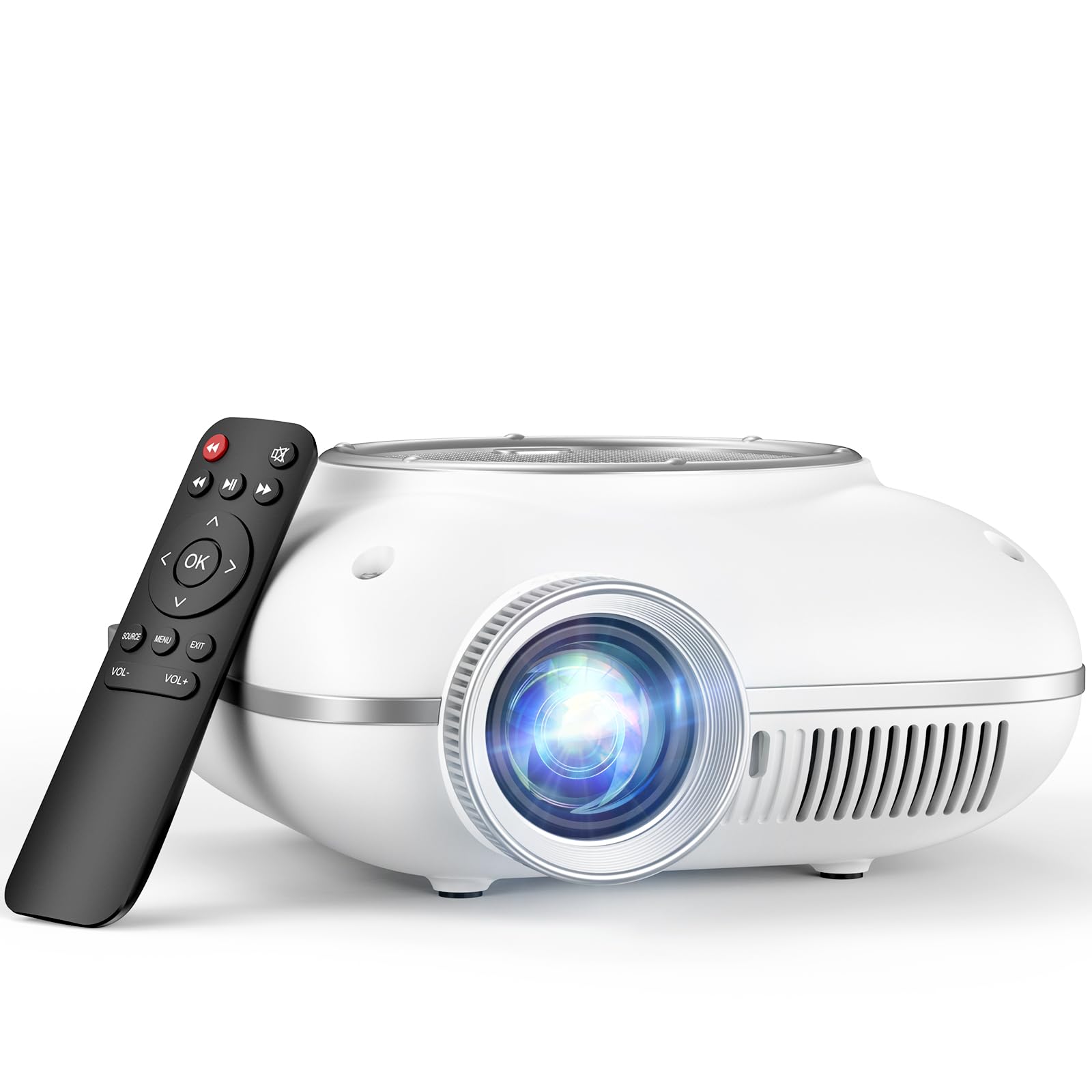 HOMPOW Mini Projector, 1080P Supported Portable Bluetooth projector