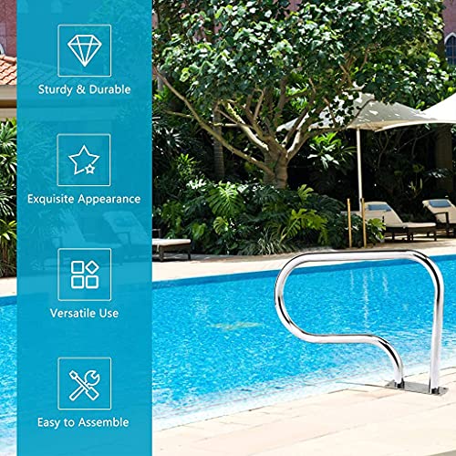 Barandal de piscina inoxidable de 3 curvas con montaje rápido miniatura 7