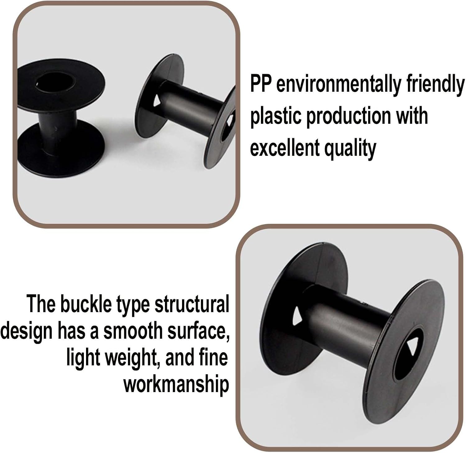 Plastic Spool -Round Ends Empty Thread Spools -71mm-Black-6 Pcs | Plastic Spool 71mm Black Bobbin Round Ends Empty Thread Spools for Sewing Embroidery Yarn Ribbon DIY Crafts