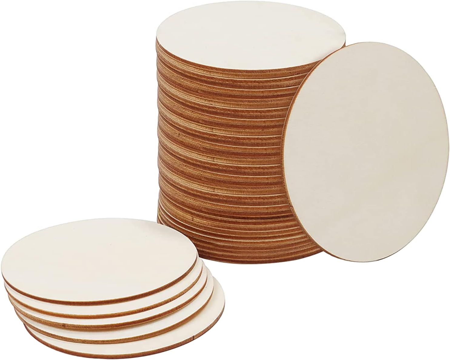 30 Pieces 4" Inch Unfinished Round Wood Discs for Crafts Wooden Cutout Tiles Wood Circles Round Slices Painting and Christmas Decorations,Home Decoration,DIY Craft Coasters for Painting Writing